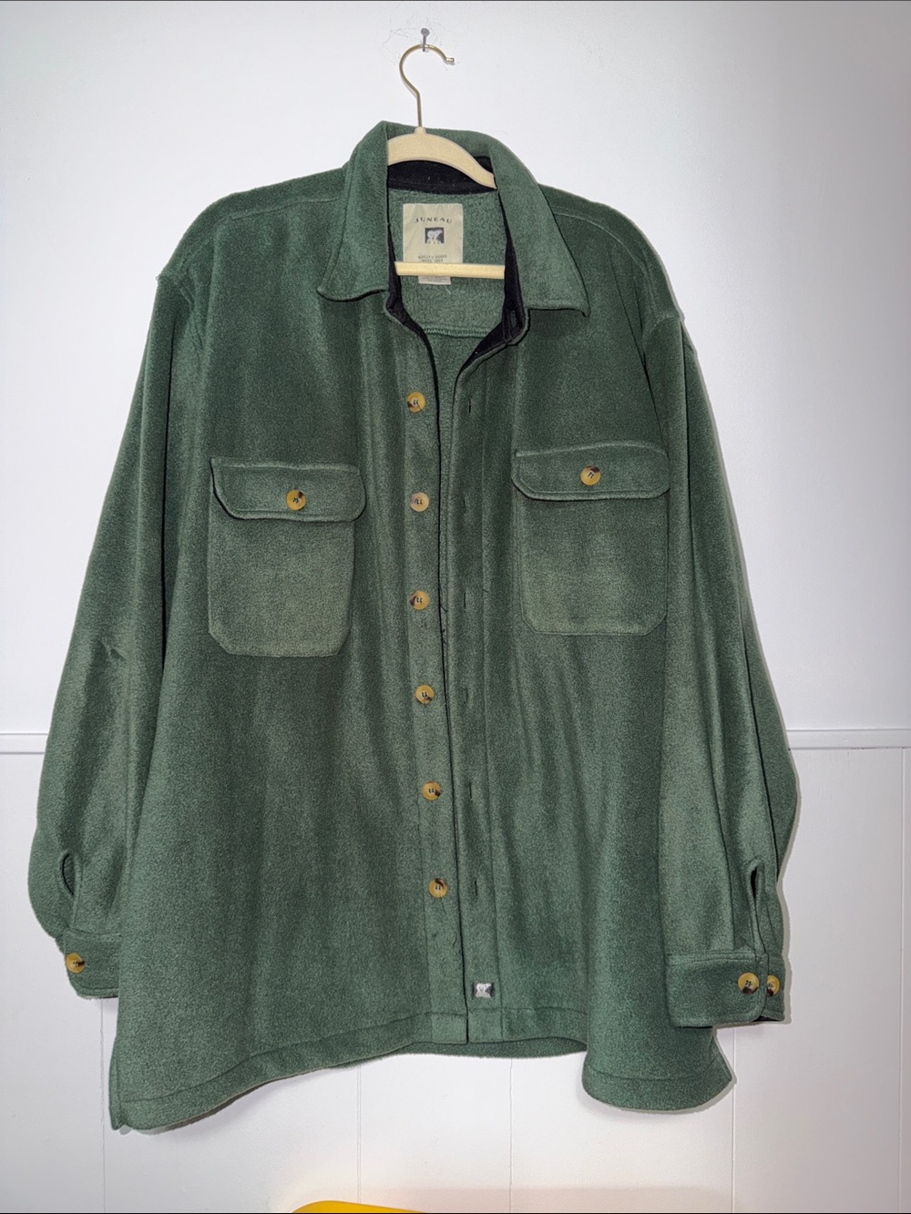 Juneau green fleece shirt Jacket casual button down Mens size XXL
